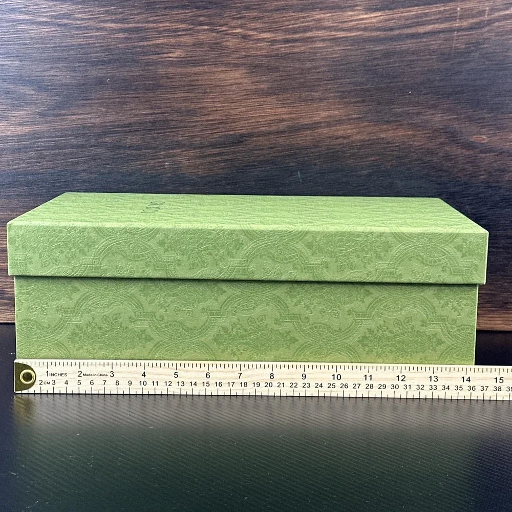 Gucci Green Paisley Embossed Empty Shoe Accessory Storage Box 14.5x8.25x5.25 - Picture 3 of 12